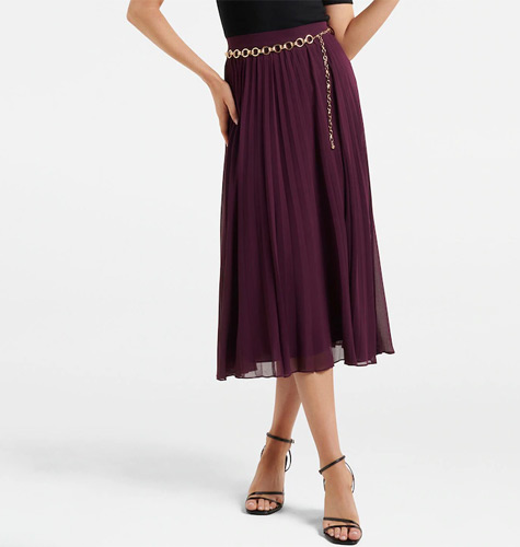 Women Purple Solid Pleated Skirt